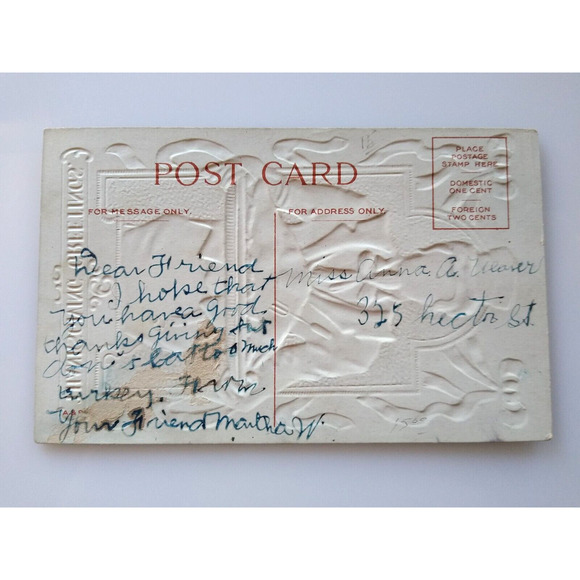 Uncle Sam Thanksgiving Greetings Postcard Patriotic Embossed Turkey Platter - Picture 3 of 3